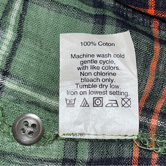 J. Crew top, 100% cotton, green plaid with patterned trim on front and back - Picture 11 of 11